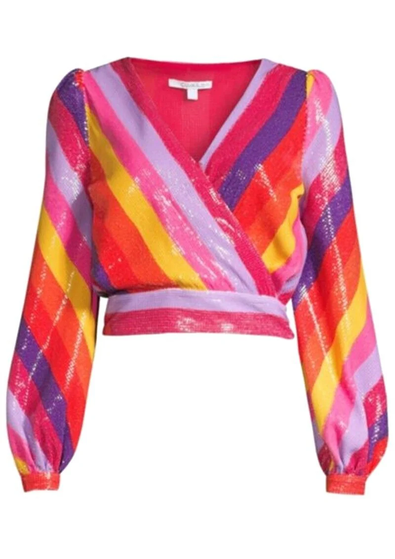 Olivia Rubin Kendall Rainbow Sequin V-Neck Top - Imagen 2