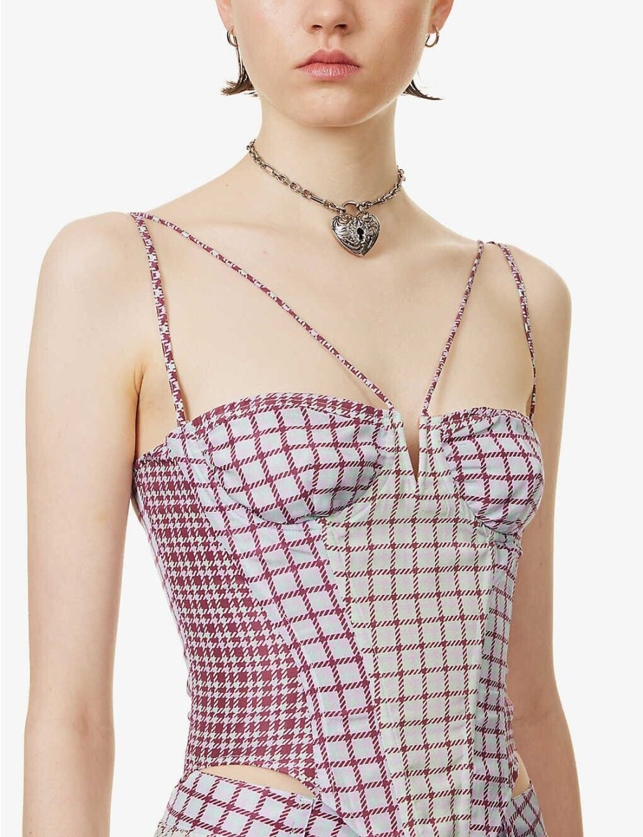 MIAOU Aphex Bristol Check Corset Grunge Core Top - Imagen 4