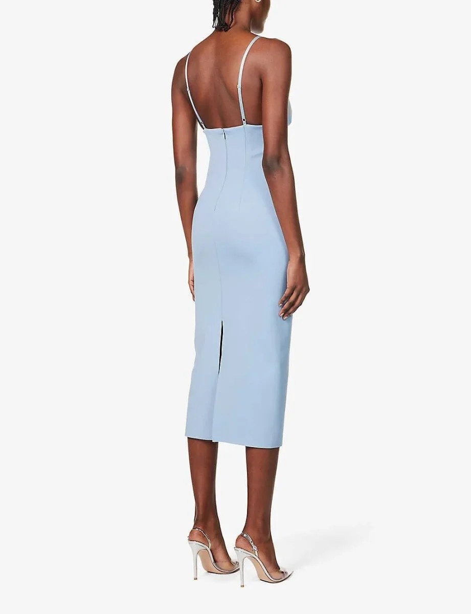 MOTHER OF ALL Jill Cut Out Stretch Woven Midi Light Blue Dress - Imagen 6