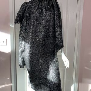 REDEMPTION Metallic Jacquard High Neck One Shoulder Dress