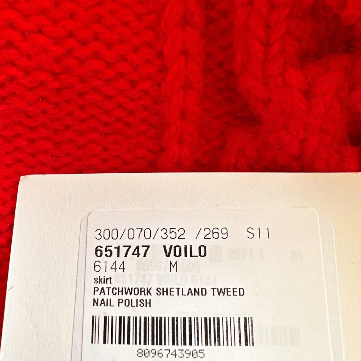 Bottega Veneta Red Cable Knit Shetland Wool Tweed Mini Skirt - Imagen 4