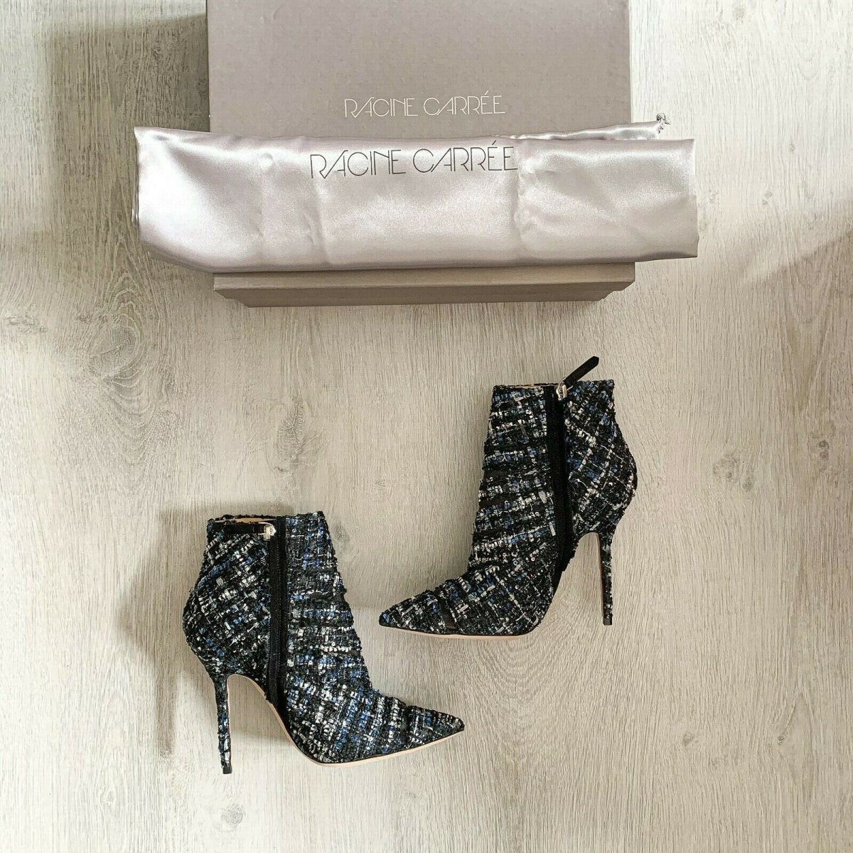 RACINE CARRÉE Tweed Boots Booties High Heels