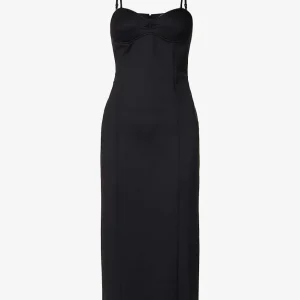MOTHER OF ALL Sweetheart Neck Black Cut Out Bodycon Stretch Midi Dress
