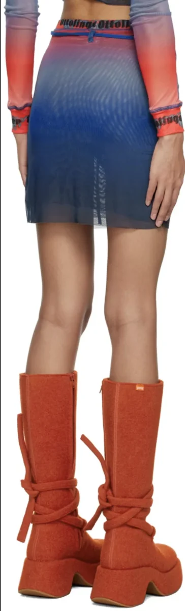 OTTOLINGER Blue Ombre Logo Waistband Mesh Wrap Mini Skirt - Imagen 4