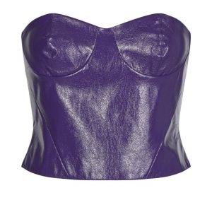 ROTATE Birger Christensen Vegan Leather Purple Nina Corset Top