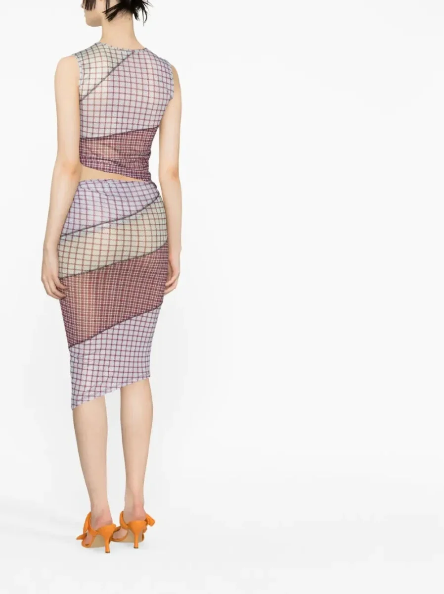 MIAOU Sienna Bristol Plaid Tartan Check Purple Skirt - Imagen 5