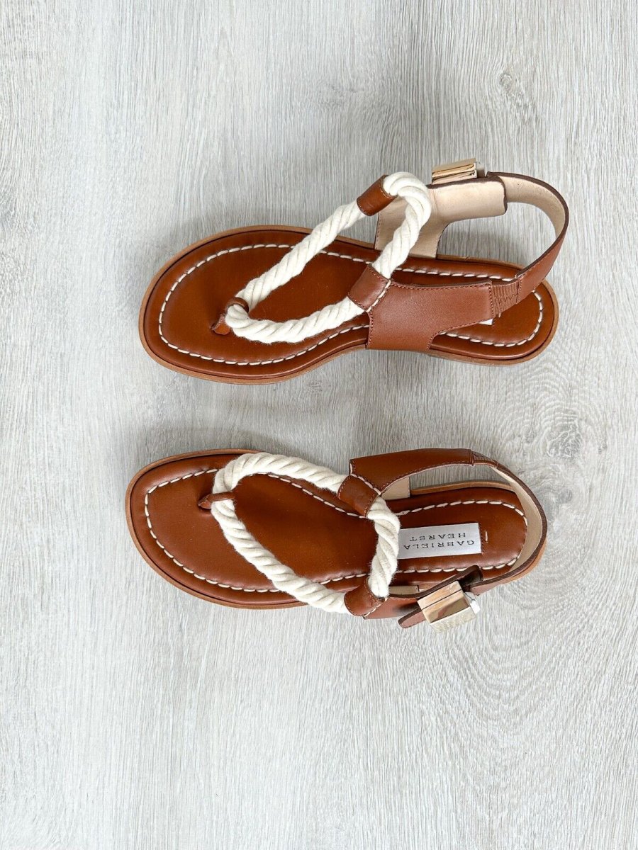 Gabriela Hearst Zephyr Rope Strap Brown Leather Thong Sandals - Imagen 7