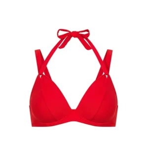 Pain De Sucre Red Double Strap Bra Cup Bikini Top in Iquito