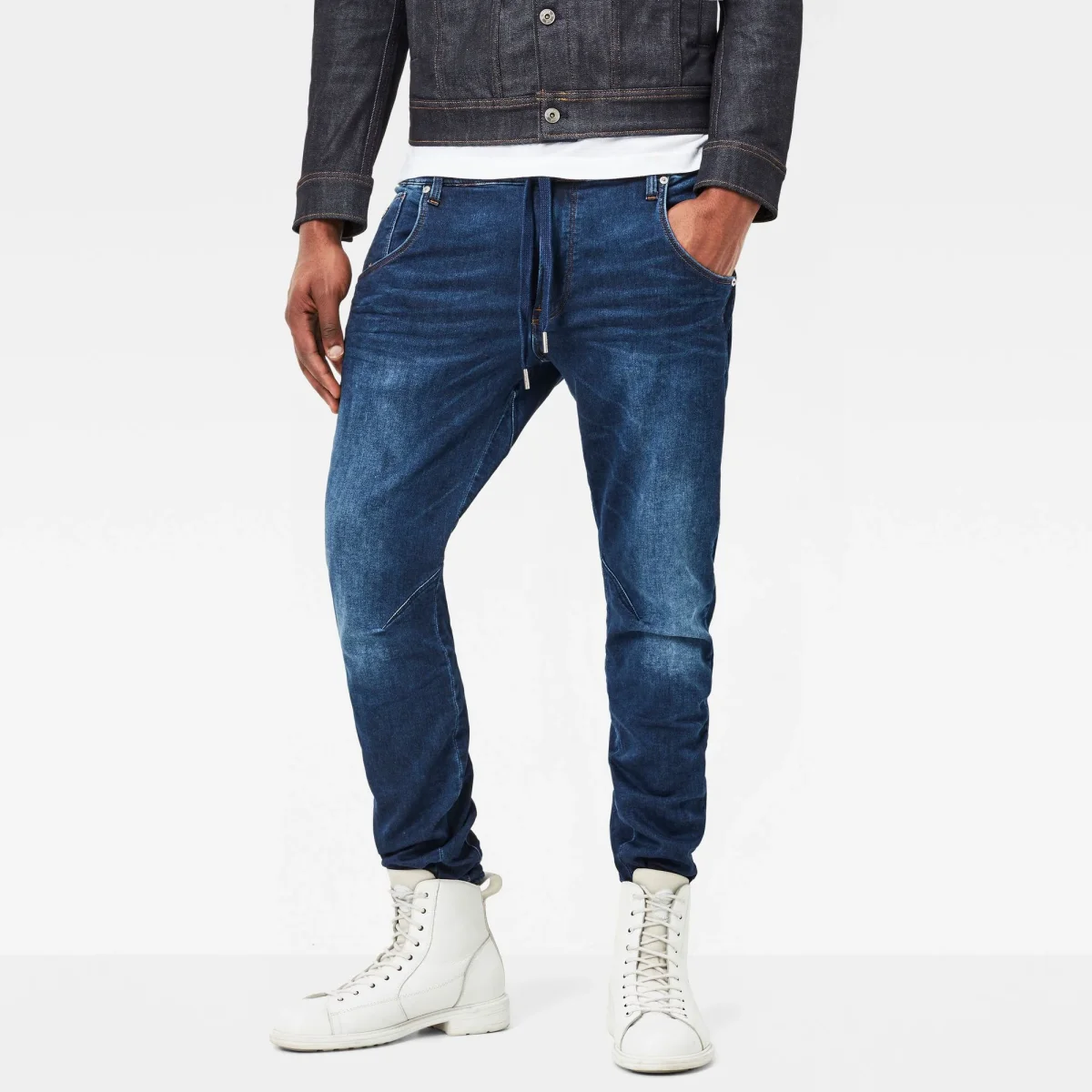G-Star Arc 3D Sport Tapered Blue Trainer Elasticated Waist Pants Jeans