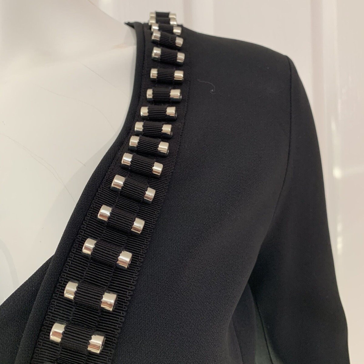 DAVID KOMA Black Tube Detail V-Neck Long Sleeve Dress - Imagen 8
