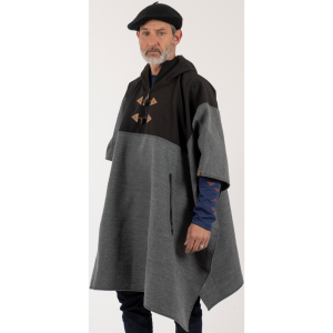 Poncho Taiyin Unisex Negro/Gris