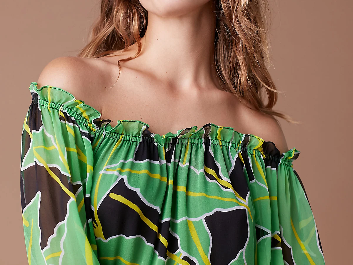 Diane Von Furstenberg DVF Camila Silk Chiffon Palm Print Dress - Imagen 5