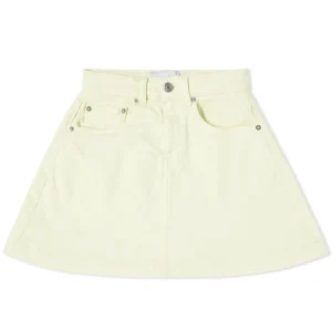 Coperni Light Yellow Trapeze Denim Mini Skirt