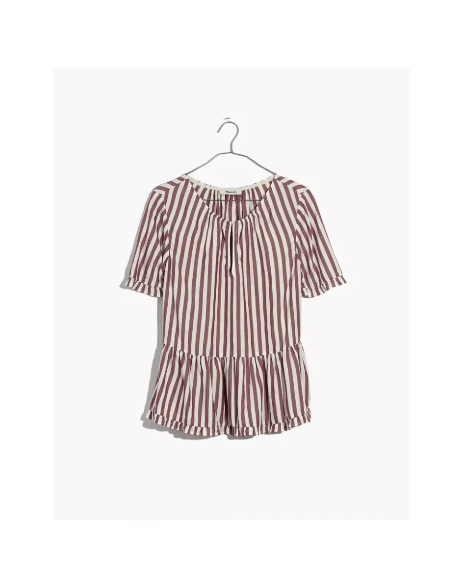MADEWELL Stanza Ruffle Hem Top in Stripe Top - Imagen 4