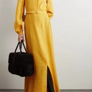 GABRIELA HEARST Yellow Massey Button-Up Shirt Maxi Dress