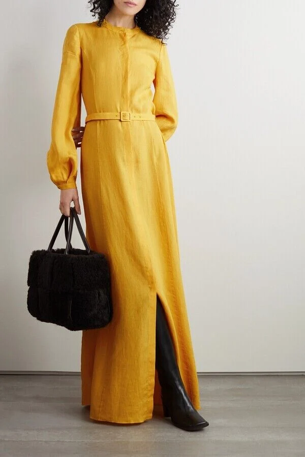 GABRIELA HEARST Yellow Massey Button-Up Shirt Maxi Dress - Imagen 2