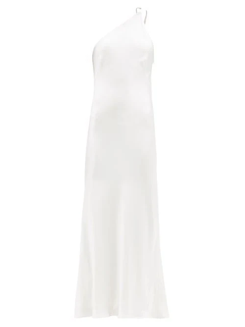 Galvan Bridal Ibiza White Satin One Shoulder Wedding Dress - Imagen 3