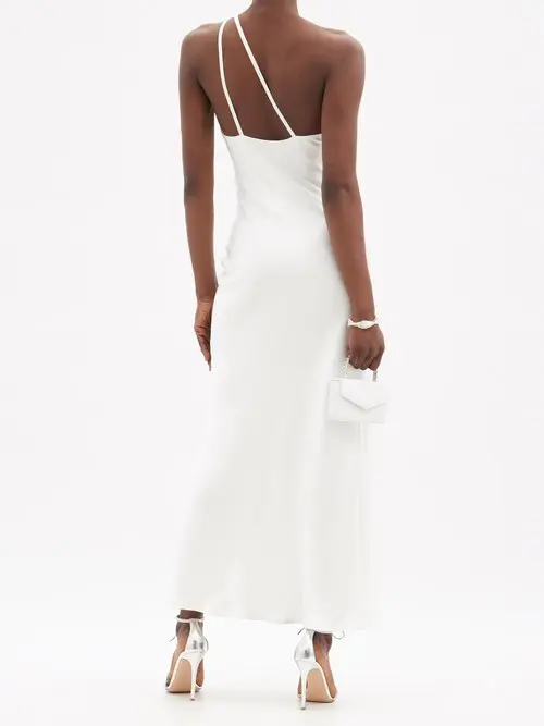 Galvan Bridal Ibiza White Satin One Shoulder Wedding Dress - Imagen 6