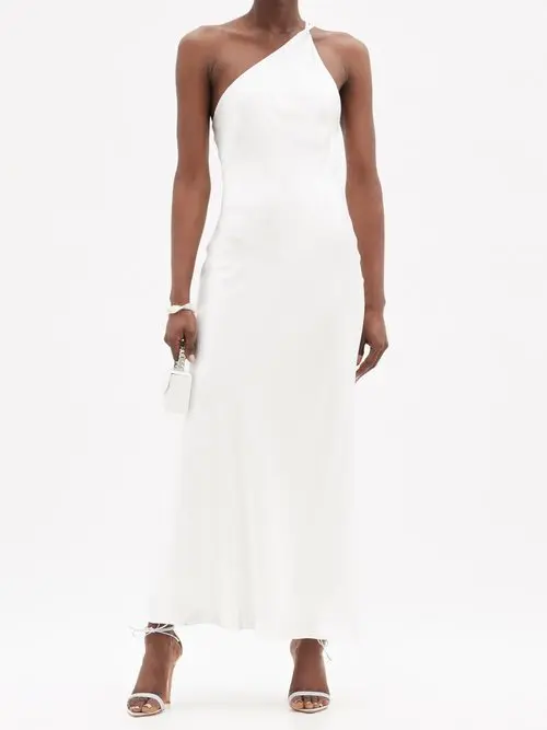 Galvan Bridal Ibiza White Satin One Shoulder Wedding Dress - Imagen 4