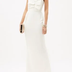 Roland Mouret White Warrington One Shoulder Ruffle Petal Column Gown