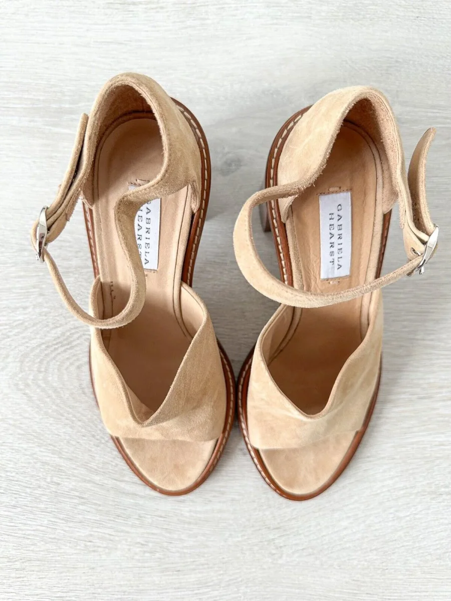 Gabriela Hearst Beau Suede Wooden Block High Heel Sandals - Imagen 5