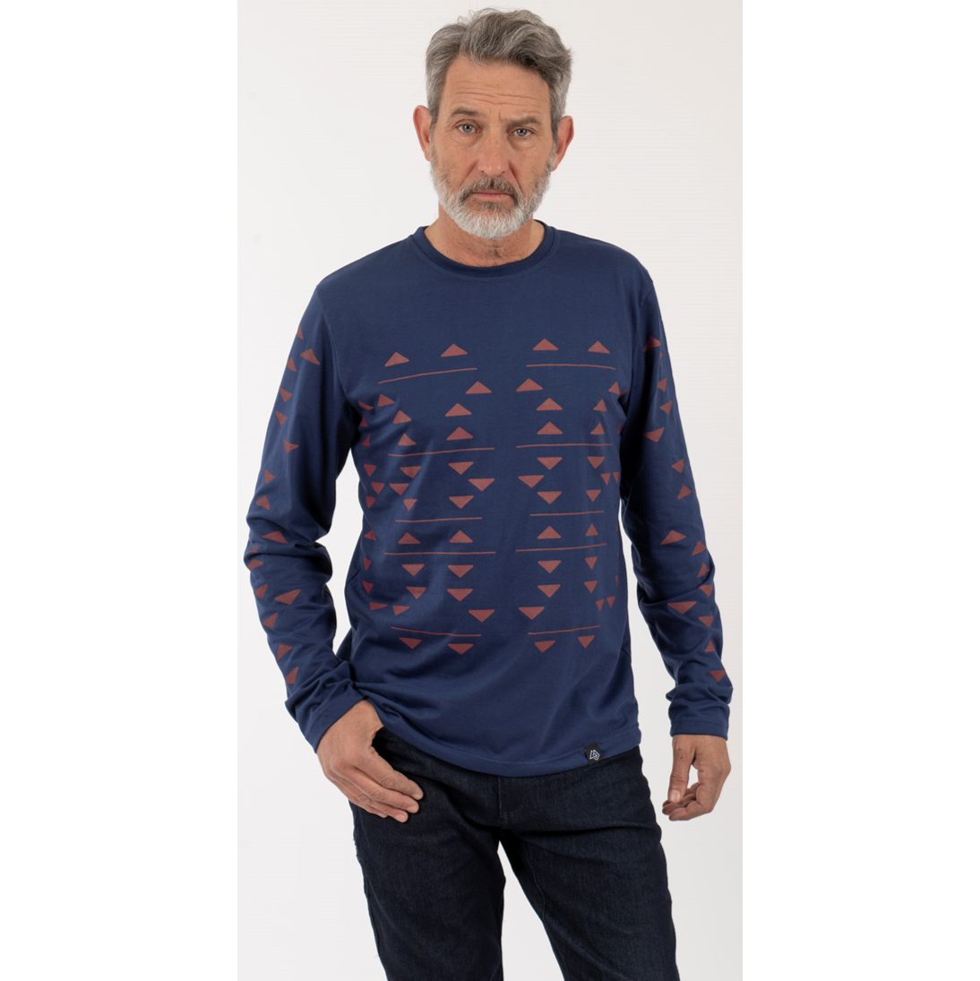 Polera ML Triangulos Hombre – Azul