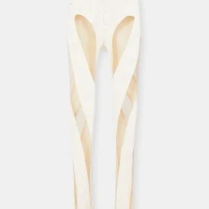 MUGLER Sheer-Panel Spiral White Jeans