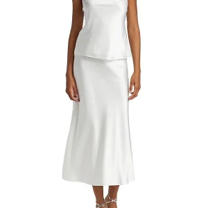 GALVAN LONDON Bari Halter Satin White Top
