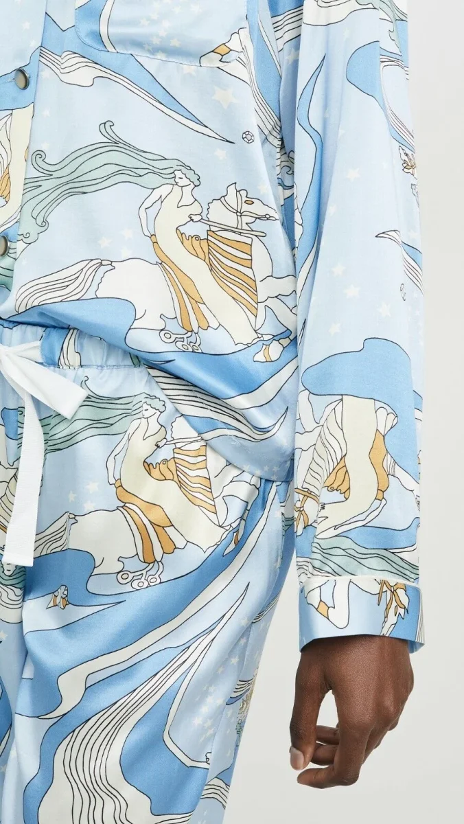 Morgan Lane Fairy Dust Silk Blend Fairy Dust Sky Print Pyjama Top - Imagen 9