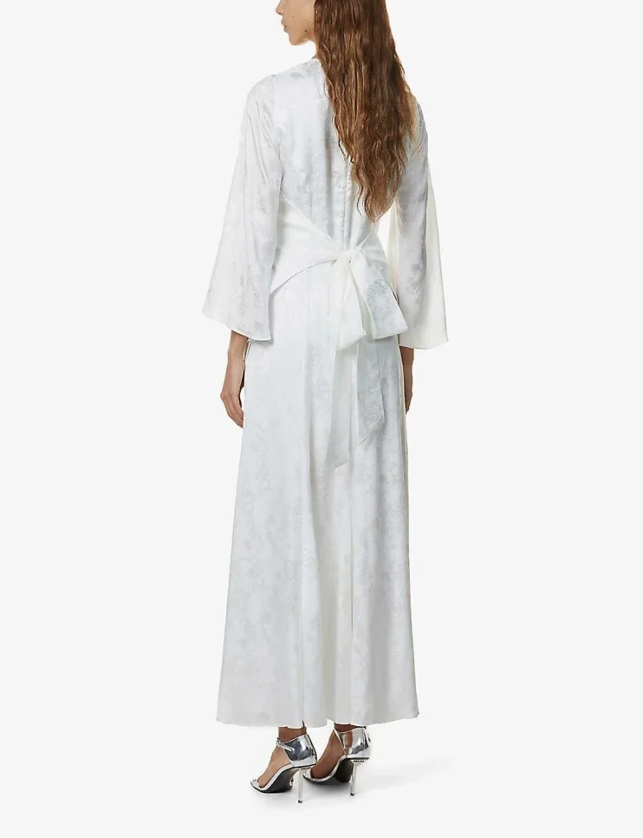 Galvan Bridal Havana White Silk Blend Maxi Wrap Boho Beach Wedding Dress - Imagen 6
