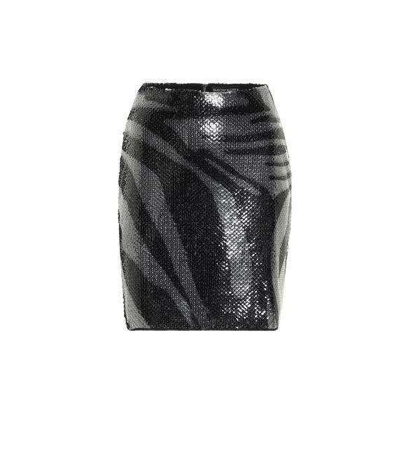 DAVID KOMA Sequin Zebra Print Bodycon Skirt - Imagen 3