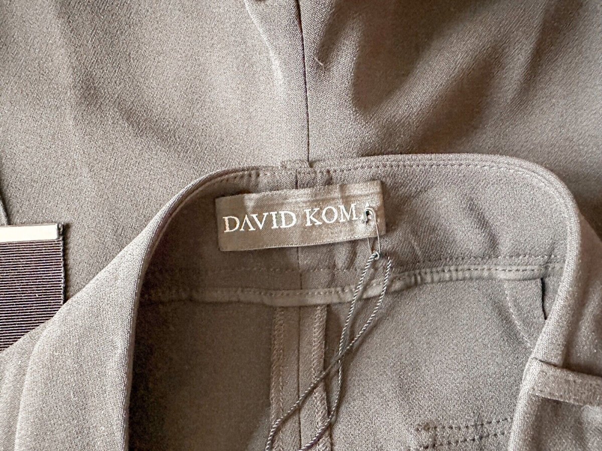 DAVID KOMA Black Cargo Pocket Detail Flared Utility Style Trousers - Imagen 8