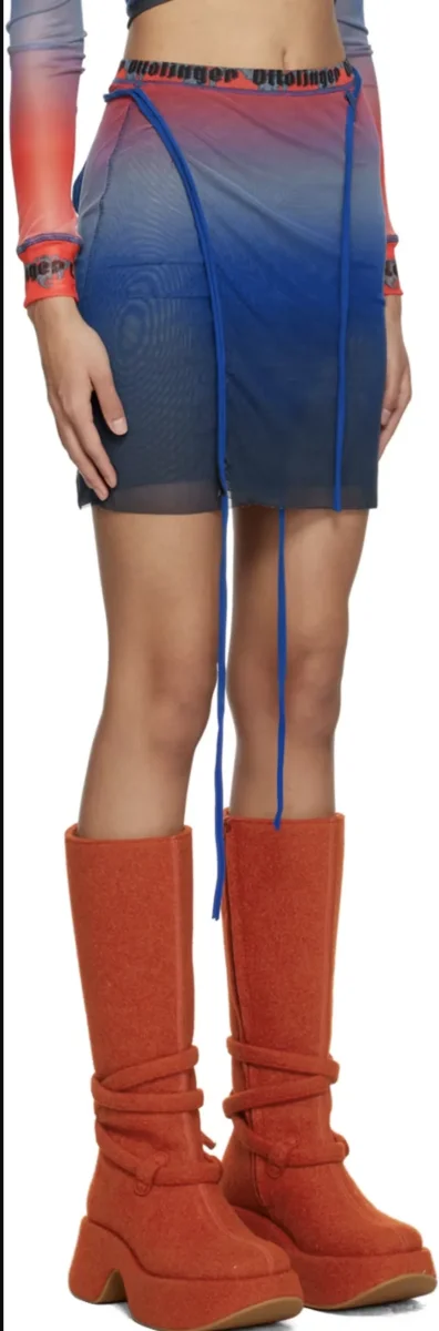 OTTOLINGER Blue Ombre Logo Waistband Mesh Wrap Mini Skirt - Imagen 3