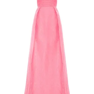 REBECCA VALLANCE Pink Carmelita Corseted Fitted Waist Flared Formal Gown