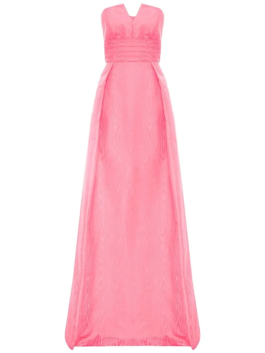 REBECCA VALLANCE Pink Carmelita Corseted Fitted Waist Flared Formal Gown
