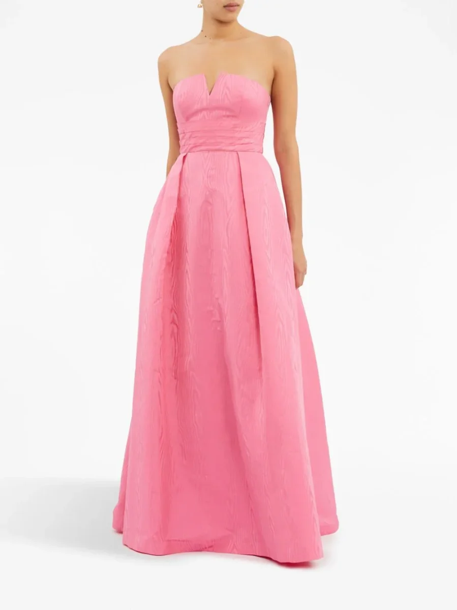 REBECCA VALLANCE Pink Carmelita Corseted Fitted Waist Flared Formal Gown - Imagen 3