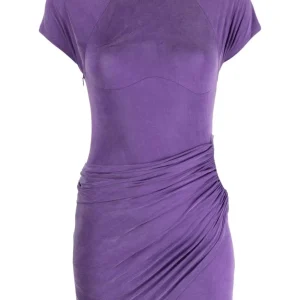 JACQUEMUS Purple La Robe Espelho Cut Out Waist Draped Mini Dress