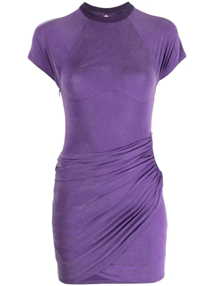 JACQUEMUS Purple La Robe Espelho Cut Out Waist Draped Mini Dress