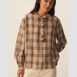 Blusa de cuadros con detalles en el cuello