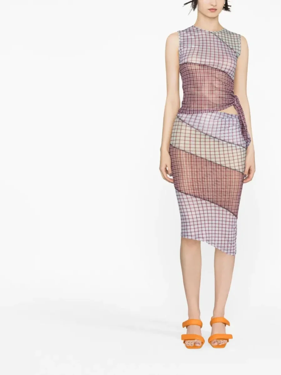 MIAOU Sienna Bristol Plaid Tartan Check Purple Skirt - Imagen 4