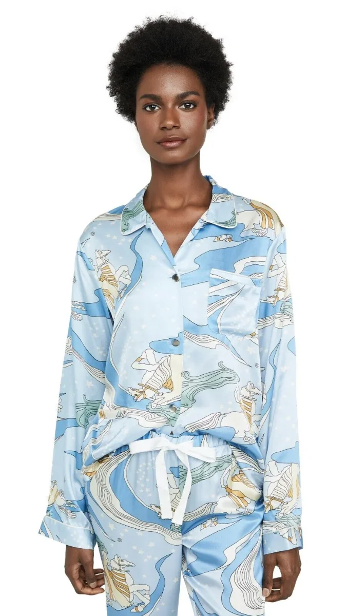 Morgan Lane Fairy Dust Silk Blend Fairy Dust Sky Print Pyjama Top - Imagen 4