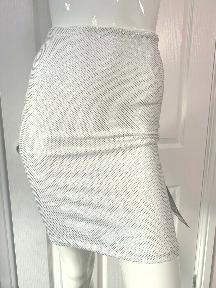 Alexandre Vauthier White Crystal Studded Bodycon Skirt - Imagen 3