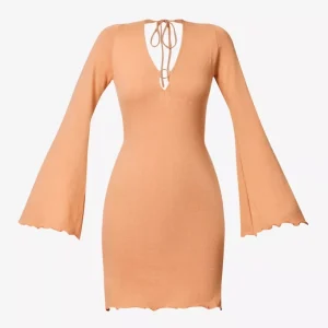 SAVANNAH MORROW Yarra V-Neck Bell Sleeve Knit Beachy Summer Dress