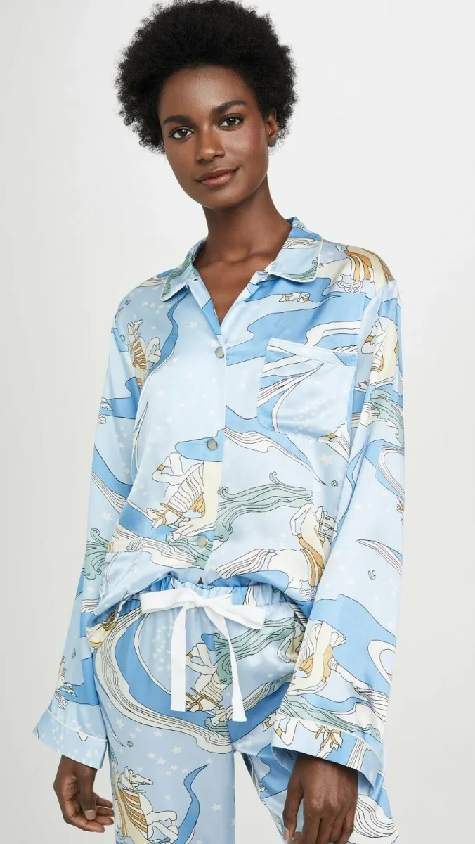 Morgan Lane Fairy Dust Silk Blend Fairy Dust Sky Print Pyjama Top - Imagen 5