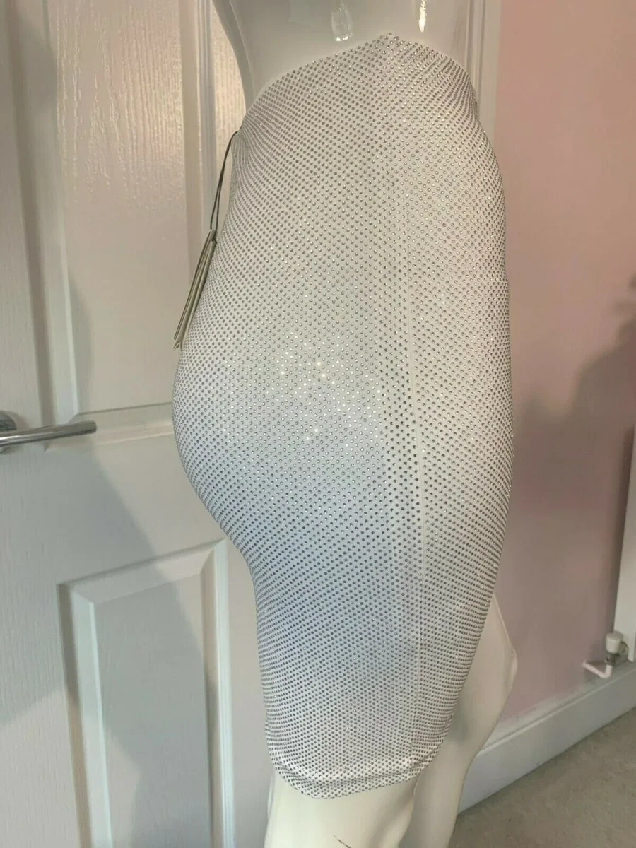 Alexandre Vauthier White Crystal Studded Bodycon Skirt - Imagen 5