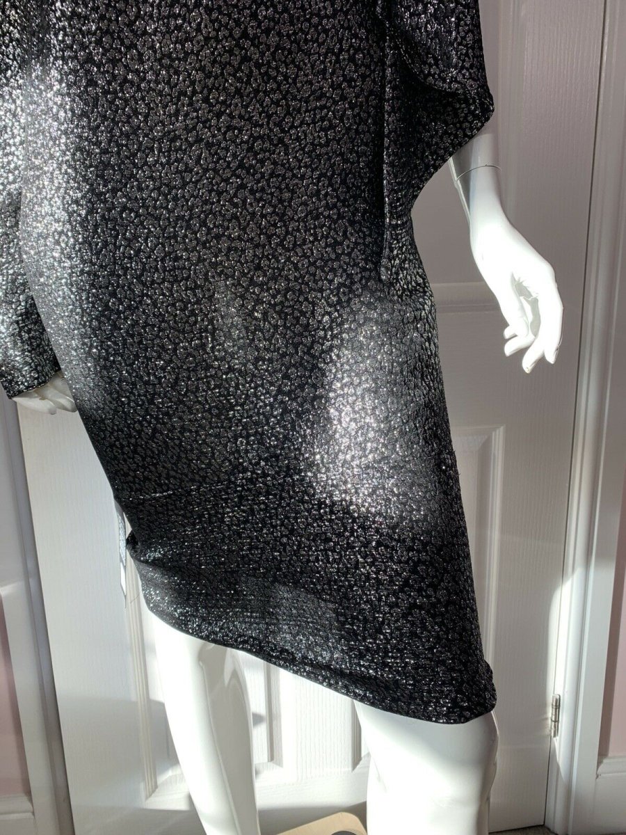 REDEMPTION Metallic Jacquard High Neck One Shoulder Dress - Imagen 9