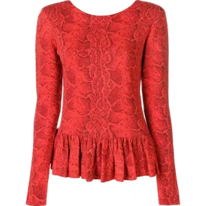 CHLOE Ruffle Trim Snake Jacquard Top