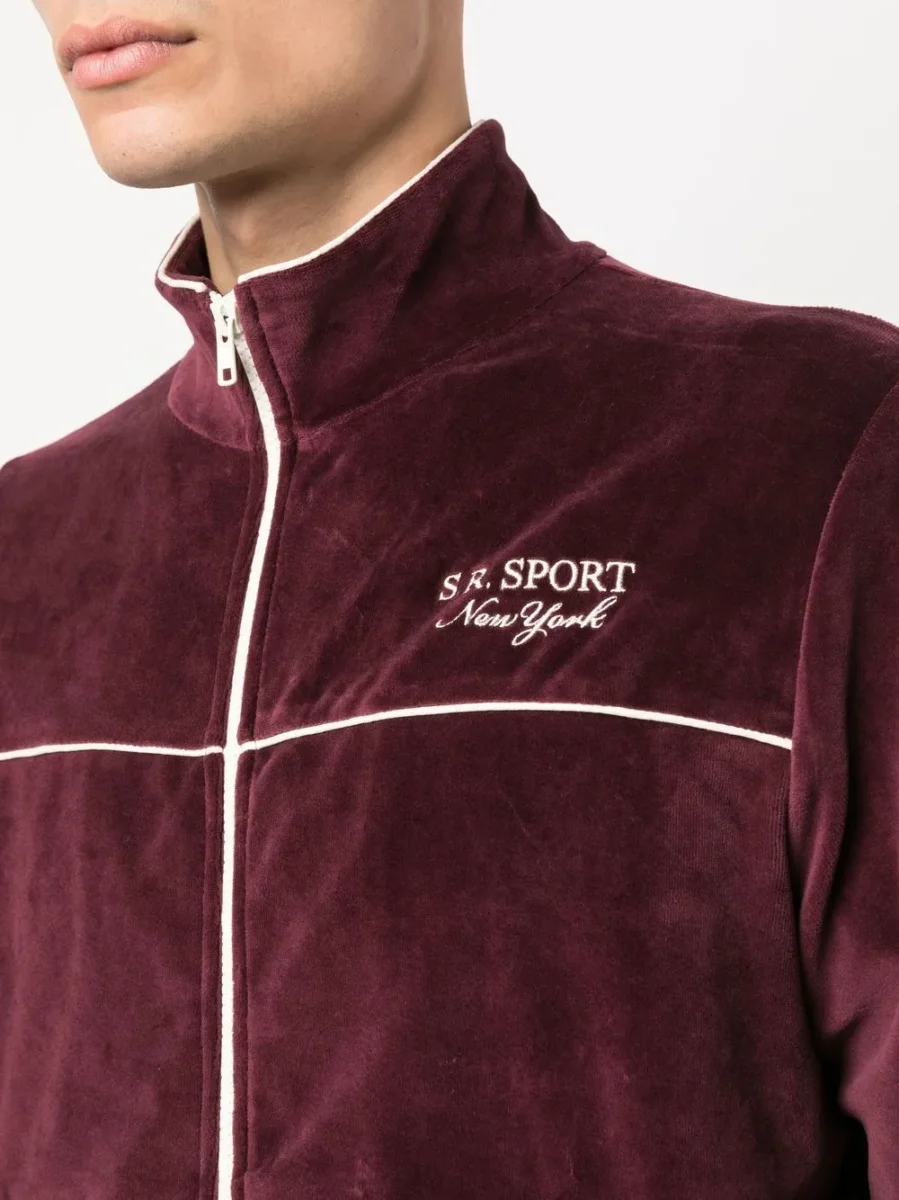 Sporty & Rich Eden 80s New York Health Club Velour Merlot Jacket - Imagen 4