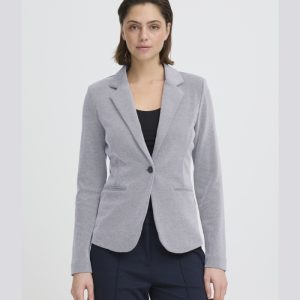 Blazer entallada de tejido piqué azul
