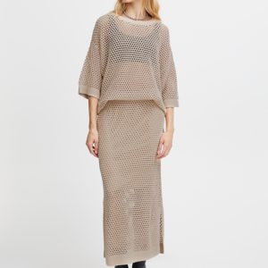 Falda calada beige
